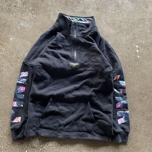 PINK Victoria's Secret Sweatshirt Womens Small Black Quarter Zip Fleece Pullover
